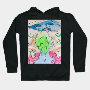 Stippling Leaf Prints Hoodie